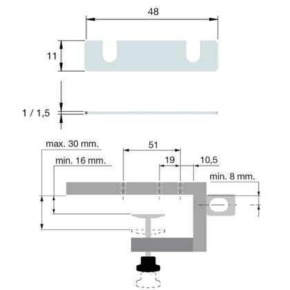 Šablona  K-PUSH TECH na DTD 16 a18 mm
