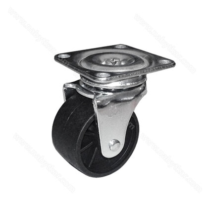 Nábytkové  koliesko s platničkou 1-PL-40 plast, čierne