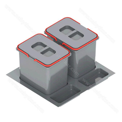 Kôš na odpadky PRAKTIKO do zásuvky šírky 60cm, 2x 15 l, sivý / Rejs