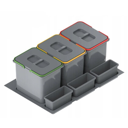 Kôš na odpadky PRAKTIKO do zásuvky šírky 80cm, 3x15 l, sivý / Rejs