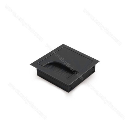 Prechodka kábla  kovová čierna, štvorec 80 x 80 mm
