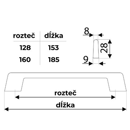 Madlo UU55 čierny mat / Gamet Madlo UU55 čierny mat / Gamet