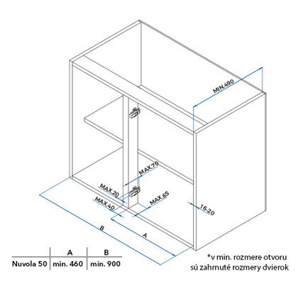 Erg.roh.kôš NUVOLA 371, 2 pol./ 500 mm,  biely-chróm /SIGE