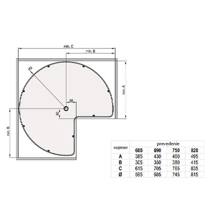 Otočný kôš 3/4, fi 820, NOVA