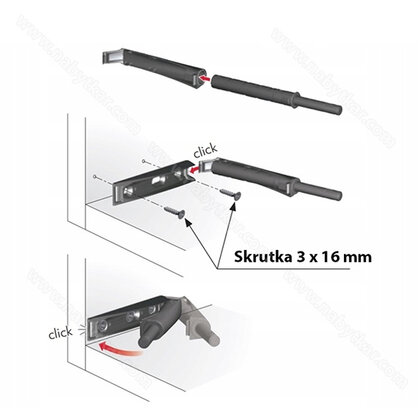 K-PUSH TECH systém na dvierka naložený silný 20mm s magnetom, biely K-PUSH TECH systém na dvierka naložený silný 20mm s magnetom, biely