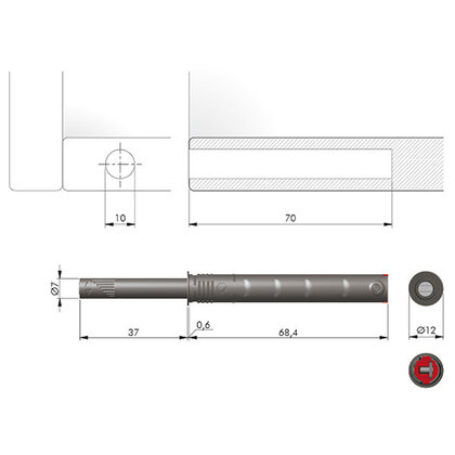 K-PUSH TECH systém na dvierka naložený silný 37mm s magnetom, biely K-PUSH TECH systém na dvierka naložený silný 37mm s magnetom, biely