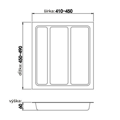 Príborník LUX do 500mm (450x490x60) - komplet
