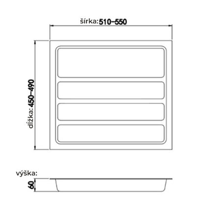 Príborník LUX do 600mm (550x490x60) - komplet