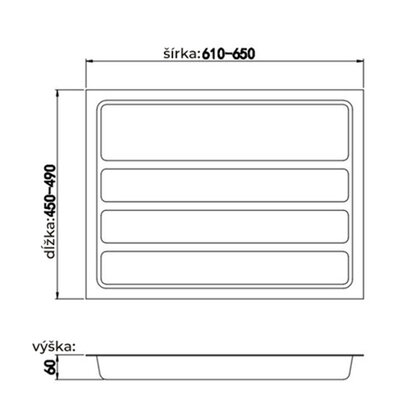 Príborník LUX do 700mm (650x490x60) - komplet