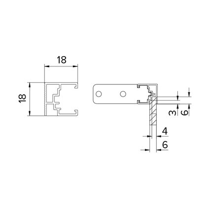Hlinikový profil pre poddrezový korpus  2m Hlinikový profil pre poddrezový korpus  2m
