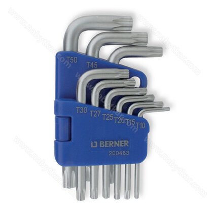 Sada uhl.klúčov 9 ks TX10-50 mm, krátke / Berner