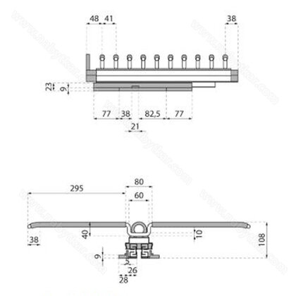 Výsuvný vešiak s tlmením 2 ramenný na nohavice typ V pre širku 700mm 