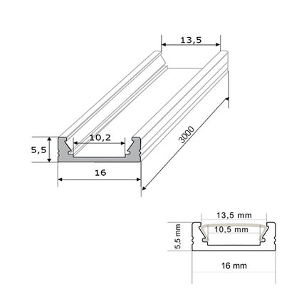 LED PROFIL - 06x16mm, Profil - 3m, bez krycej listy /CP