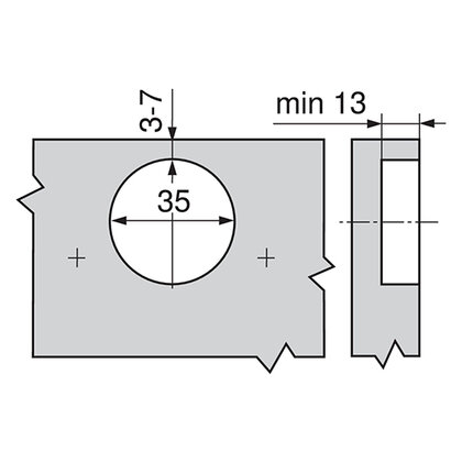 Záves CLIP TOP 110° polonaložený, bez pružiny 70T3650.TL /Blum