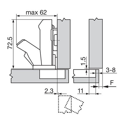 Záves CLIP TOP 155° inserta, bez pružiny 70T7590.TL /Blum Záves CLIP TOP 155° inserta, bez pružiny 70T7590.TL /Blum