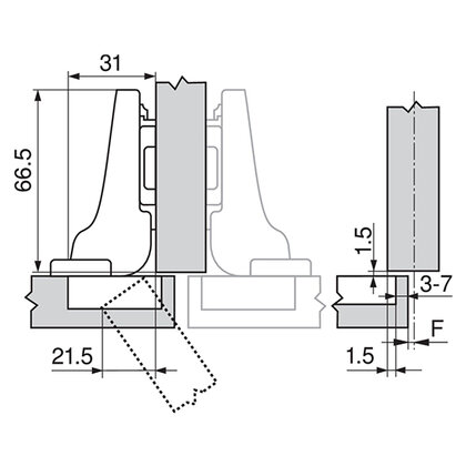 Záves INSERTA 70T3690.TL polonaložený, bez pera  /Blum
