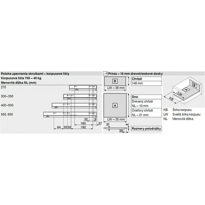 Legrabox, bočnice 770C3002S biele, 300 mm /Blum Legrabox, bočnice 770C3002S biele, 300 mm /Blum