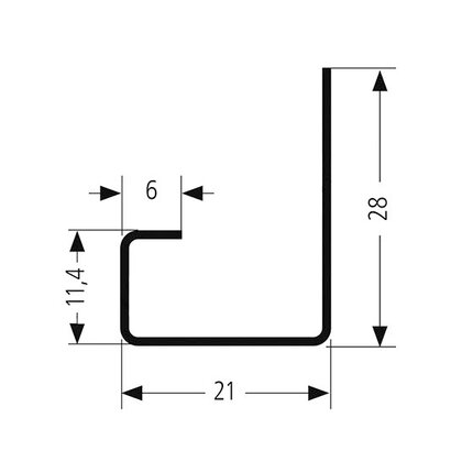 Gripless - mont. profil pre upevnenie vstavaných rúr do zv.profilov L= 597mm, nerez
