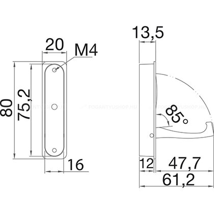 Náb.vešiak sklopný 80x20 pre otvor 61x13,5 mm 10 kg
