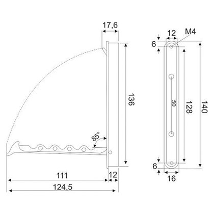 Náb.vešiak sklopný 140x16/ 128 mm, 10 kg