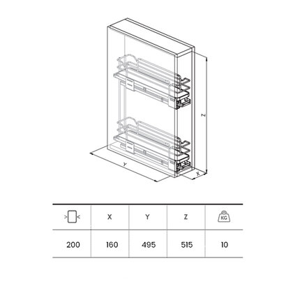 Cargo košík "20" INFINITY LINE 002i - bočný, chróm / SIGE