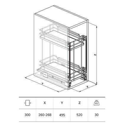 Cargo košík "30" INFINITY LINE 004i - spodný, chróm / SIGE