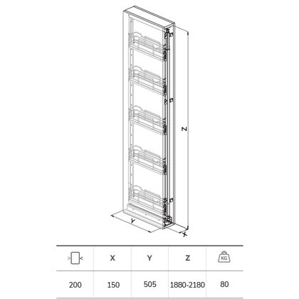 Cargo MAXI "20" INFINITY LINE 258i, Výška 1880-2180 mm, chróm / SIGE Cargo MAXI "20" INFINITY LINE 258i, Výška 1880-2180 mm, chróm / SIGE