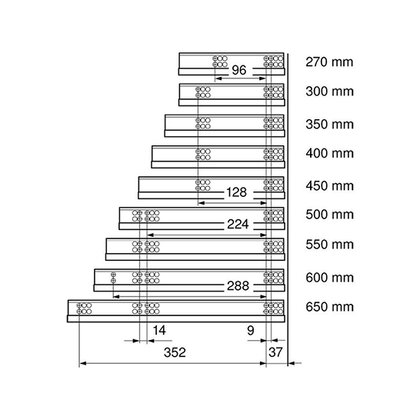 Tandem čiastočný výsuv Blumotion, 30 kg  / Blum Tandem čiastočný výsuv Blumotion, 30 kg  / Blum