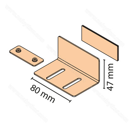 Uchytenie s reguláciou uhla pre kryciu lištu na pos.dvere pod uhlom /Laguna  Uchytenie s reguláciou uhla pre kryciu lištu na pos.dvere pod uhlom /Laguna
