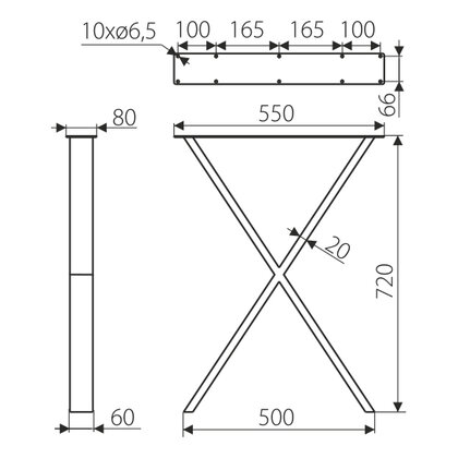 Noha stolová SR46-550-720-L2-K1 čierna /Gamet 
