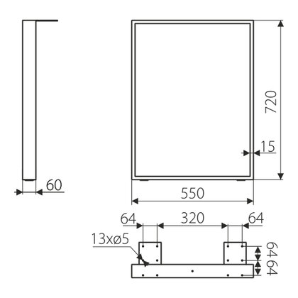 Noha stolová SR23-550-L2-IP1 čierna /Gamet 