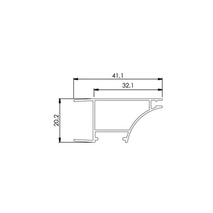 Gripless Led profil 41,1/32,1 x 20,2 do korpusu  L-3,0 m (bez tesn. ULL-01 a kryc.lišty) / LC