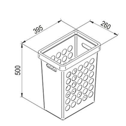 Kôš na bielizeň v500š395hl260 mm, 33 L, biely / Rejs
