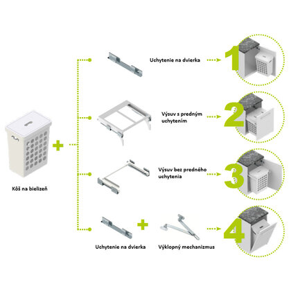 Kôš na bielizeň v500š395hl260 mm, 33 L, biely / Rejs
