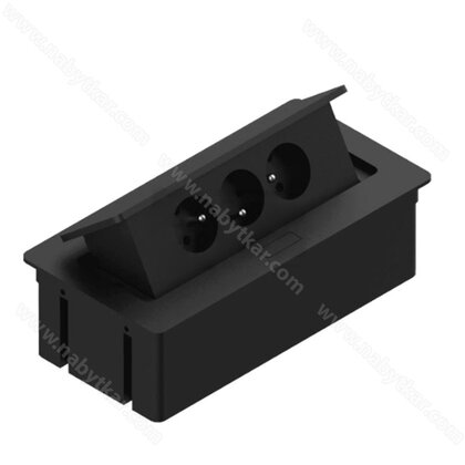 Stolová vyklápacia 3- zásuvka s káblom 230V,  225x110 mm, čierna / TOP Stolová vyklápacia 3- zásuvka s káblom 230V,  225x110 mm, čierna / TOP