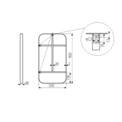 Rám na zrkadlo 500 x 900 mm čierny / Gamet