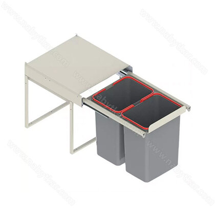 Odpad.kôš IR530, 15+15l, s tlmením a s možnostou dokúpenia úchytu na dvierka, do 450mm, sivý / Rejs