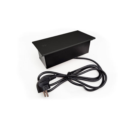 Stolová zásuvka MODUL (195x75mm) 3Z 230V 1,8m kábel, čierna matná Stolová zásuvka MODUL (195x75mm) 3Z 230V 1,8m kábel, čierna matná