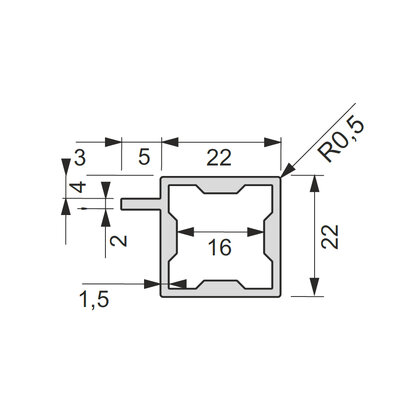 IQube 22 profil jednostranný na policu  L:3,5m C-35 čierny IQube 22 profil jednostranný na policu  L:3,5m C-35 čierny