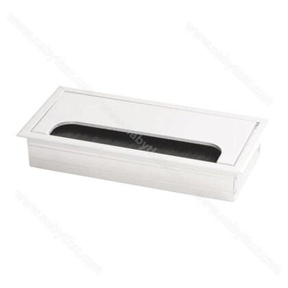 Prechodka kábla  kovová biela, štvorec 80 x 160 mm