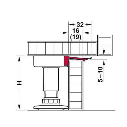 HE-axilo, držiak sokla, panel 19 mm 63747490