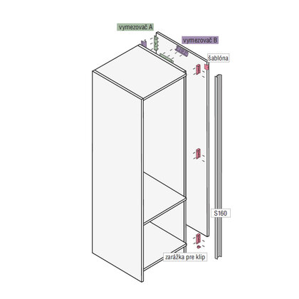 Gripless - Zvislý profil jednostranný S160/01 čierny matný RAL 9005, model 2023
