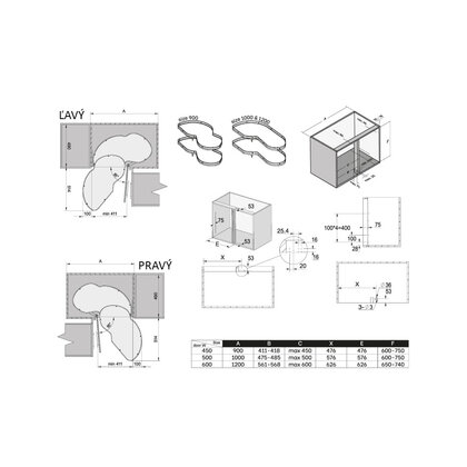 Erg.roh.kôš NUVO II.pre 900 mm,  2 pol. pravý, chróm s tlmením