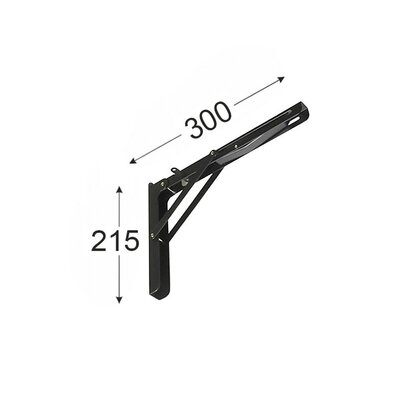 Uholník sklápací pre velké zaťaženie 40 kg, 300x215 mm, čierny  / LC