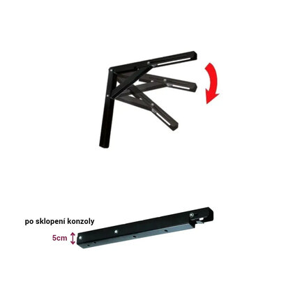 Uholník sklápací pre velké zaťaženie 45 kg, 400x275 mm, čierny  / LC