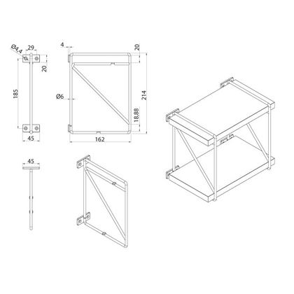 Podperka na policu WM-1011, 214X166 čierna 