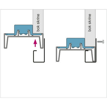 Gripless - mont. profil pre upevnenie vstavaných rúr do zv.profilov L= 597mm