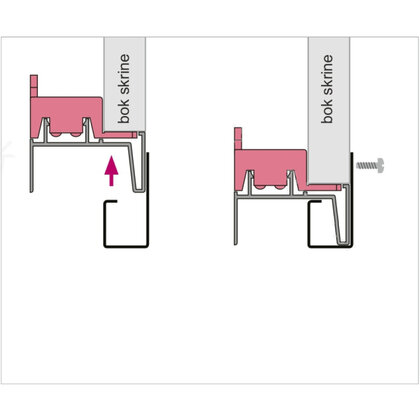 Gripless - mont. profil pre upevnenie vstavaných rúr do zv.profilov L= 597mm