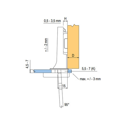 Záves naložený na sklo 94°  75T4100 / Blum