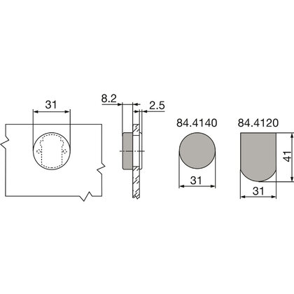 krytka sklo "O" matný nikel  84.4120 / Blum 